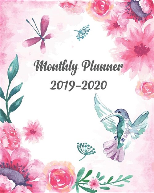 Monthly Planner 2019-2020: 24 Month Calendar Monthly and Weekly Schedule Organizer with Lovely Pink Floral Cover (Paperback)