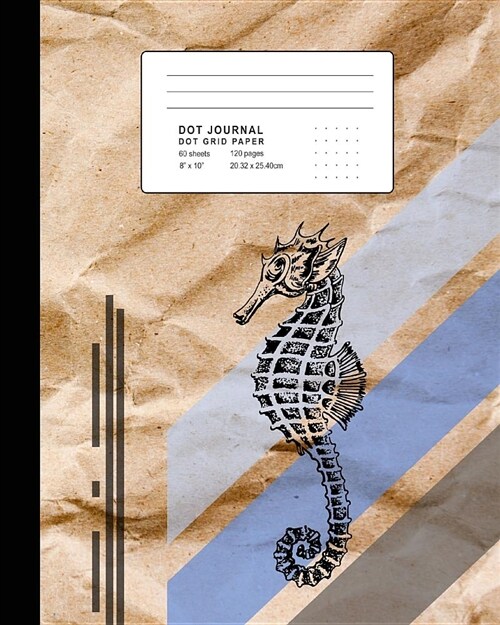 Dot Journal: Graphic Style Journal with Blue Stripes and Seahorse Line Art Print (Paperback)