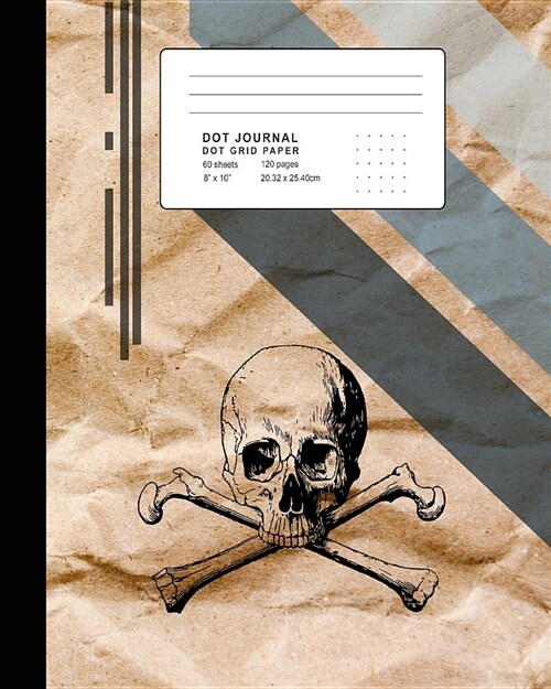 Dot Journal: Graphic Style Journal with Grey Stripes and Skull Line Art Print (Paperback)