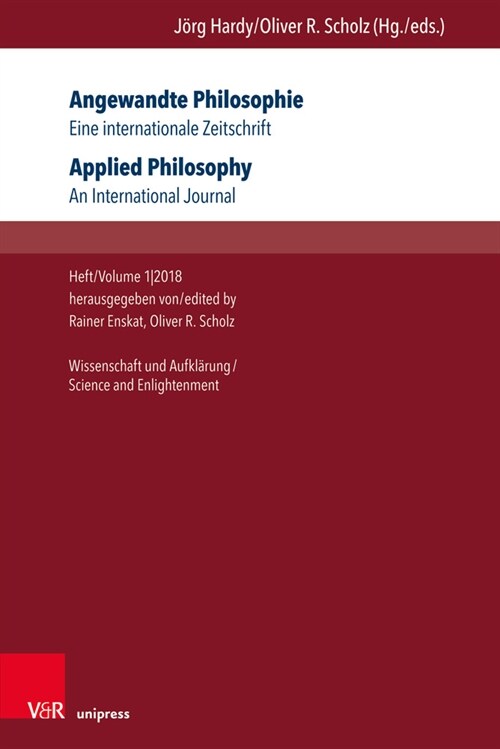 Angewandte Philosophie. Eine Internationale Zeitschrift / Applied Philosophy. an International Journal: Heft/Volume 1,2018: Wissenschaft Und Aufklarun (Paperback)