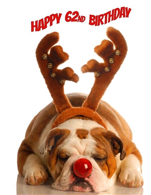 Happy 62nd Birthday: Discreet Internet Website Password Book with Cute Christmas Bulldog Theme (Paperback)