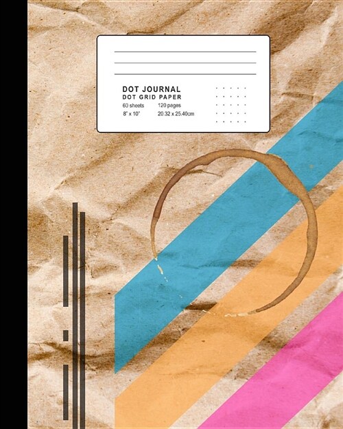 Dot Journal: Graphic Style Journal with Fluorescent Stripes and Coffee Stain Print (Paperback)