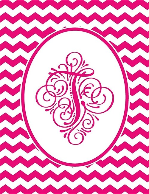 Journal: T Monogram Pink and White Chevron Notebook (Paperback)