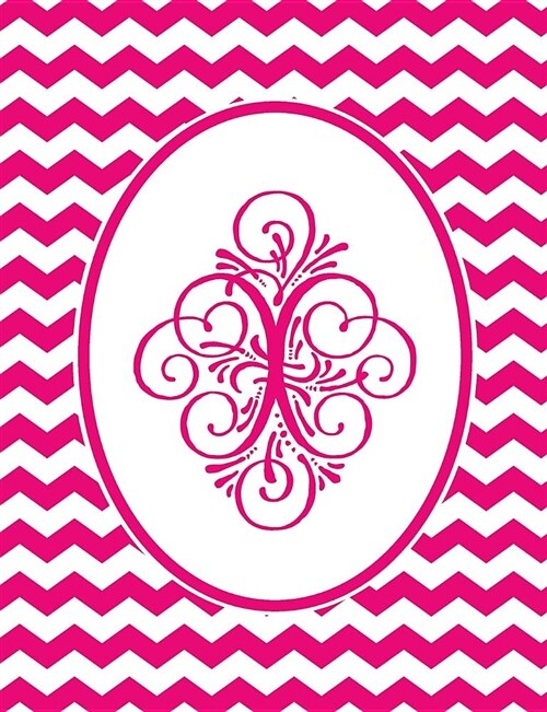 Journal: X Monogram Pink and White Chevron Notebook (Paperback)