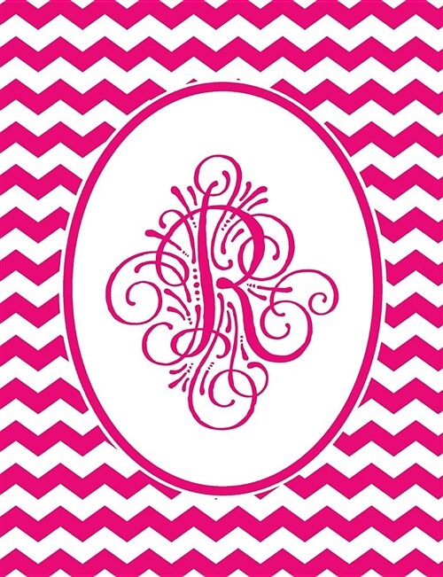 Journal: R Monogram Pink and White Chevron Notebook (Paperback)