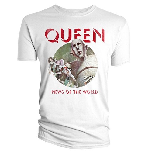 Queen - News Of The World 공식 브라바도 티셔츠 (L 사이즈/남녀공용)