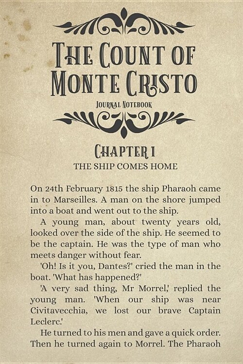 The Count of Monte Cristo Journal Notebook: (spanish Novel Diary 6x9) (Paperback)