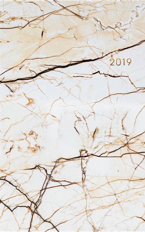 2019: Weekly Planner 2019 Calendar Organizer Agenda (January to December) Gold Marble (Paperback)