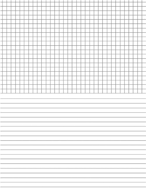 Specialty Journal Paper Composition Notebook Half 4x4 Graph Grid / Half Lined Pages .25 X .25 4 Squares Per Inch (Coordinate / Quadrille Paper): Mix (Paperback)