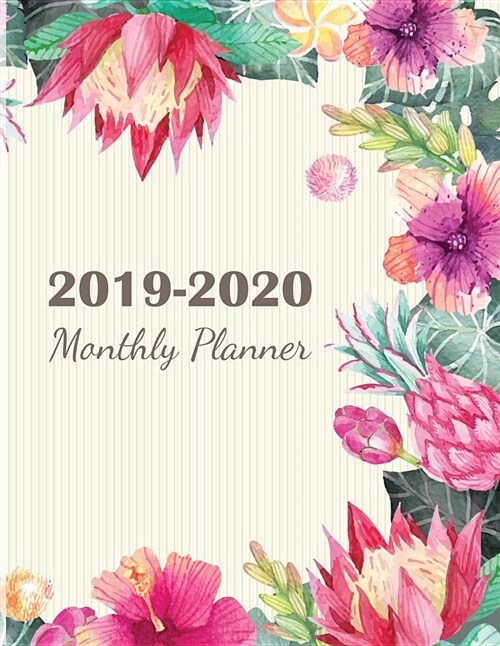 2019-2020 Monthly Planner: Two Year - Monthly Calendar Planner from Jan 2019 to Dec 2020 + Yearly and Weekly Planner - Colorful Floral Design (Paperback)