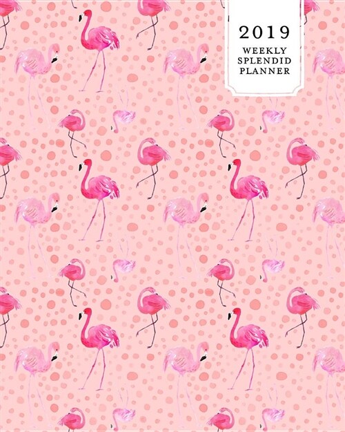 2019 Weekly Splendid Planner, 12 Months, January - December 2019: Pink Flamingo Watercolor Pattern Dated Weekly & Monthly Schedule Calendar Notebook, (Paperback)