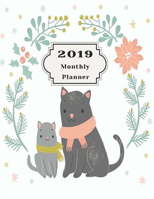 2019 Monthly Planner: Beautiful Organizer Schedule Merry Christmas Background Monthly and Weekly Calendar to Do List Top Goal and Focus (Paperback)