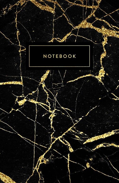 Notebook: Beautiful Black Marble and Shiny Gold 5.5 X 8.5 - A5 Size (Paperback)