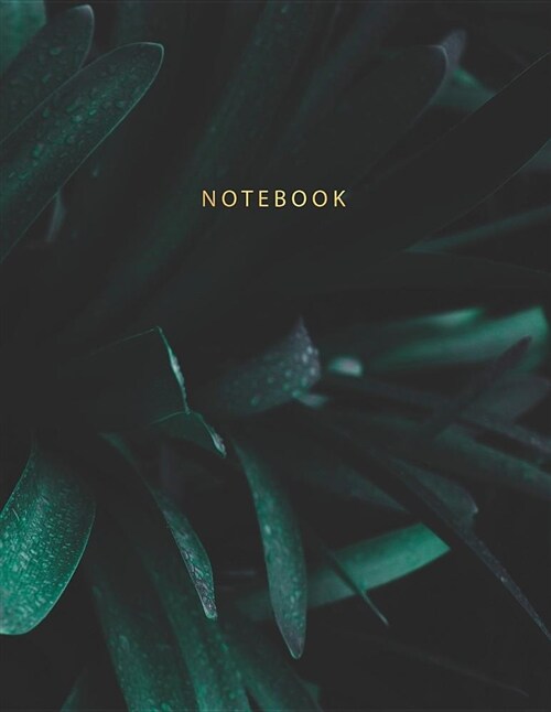 Notebook: Beautiful Jungle Leave Look Black with Gold Lettering 150 College-Ruled Lined Pages 8.5 X 11 (Paperback)