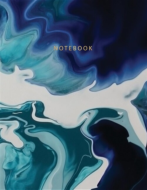Notebook: Beautiful Blue, Green and White Marble with Gold Lettering - 150 College-Ruled Lined Pages 8.5 X 11 (Paperback)
