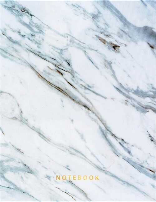 Notebook: Beautiful White and Blue Marble with Gold Lettering 150 College-Ruled Lined Pages 8.5 X 11 (Paperback)
