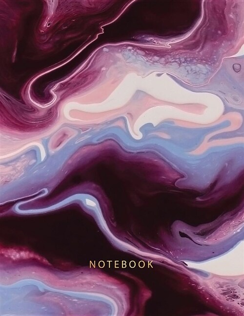 Notebook: Beautiful Red, Purple and Pink Marble with Gold Lettering 150 College-Ruled Lined Pages 8.5 X 11 (Paperback)