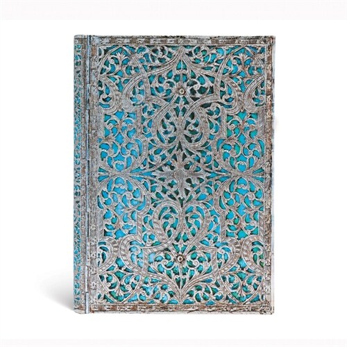 Paperblanks Maya Blue Silver Filigree Collection Hardcover MIDI Lined Elastic Band Closure 240 Pg 120 GSM (Other)