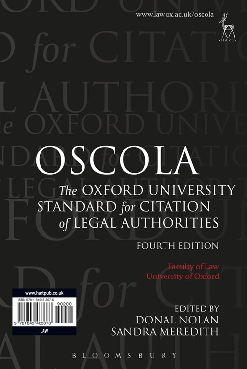 OSCOLA : The Oxford University Standard for Citation of Legal Authorities (Paperback, 4 ed)