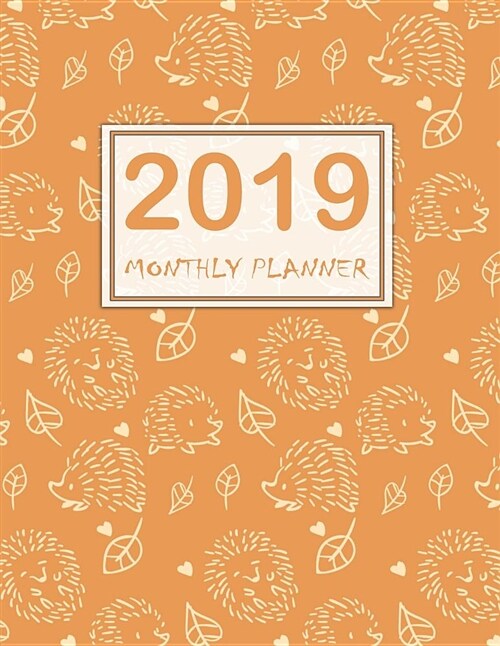 2019 Monthly Planner: 2019-2020 Yearly Planner and 12 Months Calendar Planner with Journal Page Orange Pattern Design (Paperback)