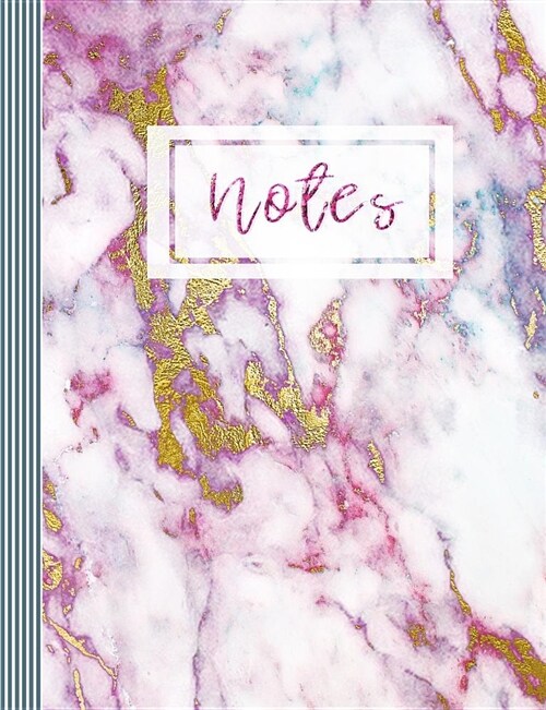 Notes: Composition Notebook (Large) - Ruled Lined Journal Paper, Writing and Journaling Book - Pink Gold Marble Pattern Journ (Paperback)