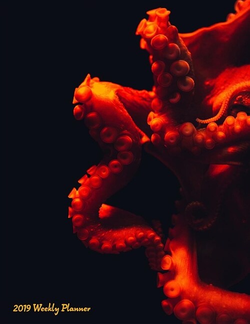 2019 Weekly Planner: Red Octopus Tentacle Calendar with Goal-Setting Section, 8.5x11 (Paperback)