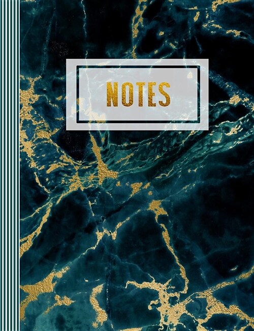 Notes: Composition Notebook (Large) - Ruled Lined Journal Paper, Writing and Journaling Book - Dark Petrol Green Marble Journ (Paperback)