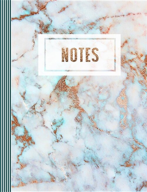 Notes: Composition Notebook (Large) - Ruled Lined Journal Paper, Writing and Journaling Book - Turquoise Rose Gold Marble Jou (Paperback)