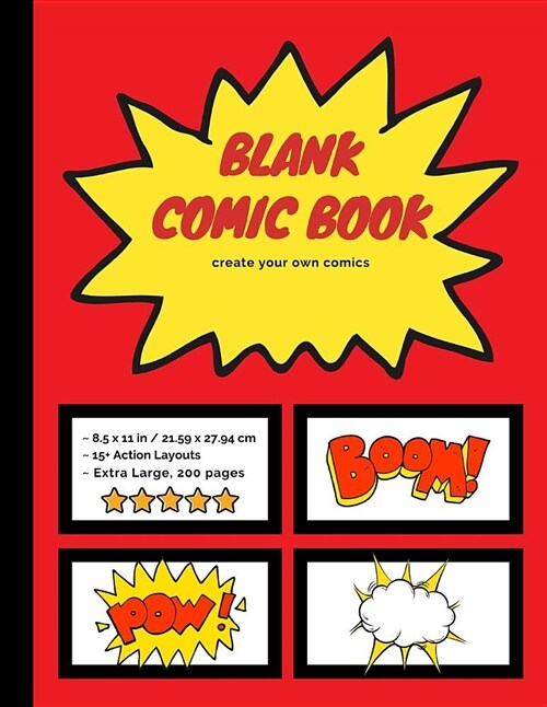 Blank Comic Book: Create Your Own Comics, Extra-Large 200 Comic Strip Pages (Paperback)