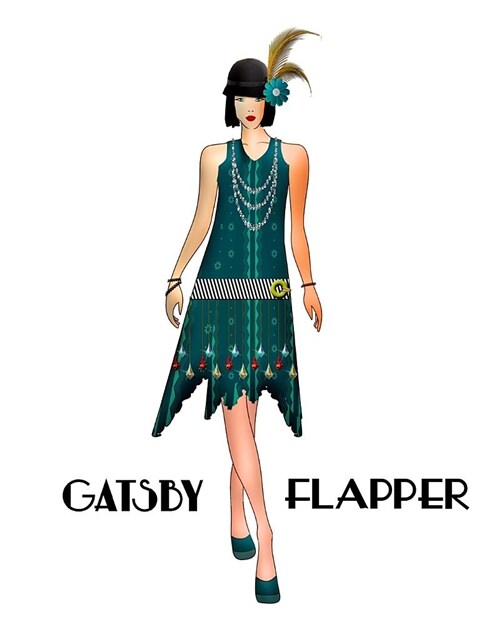 Gatsby Flapper: Blank Lined Writing Journal, Notebook, (8 x 10 / 20.32 cm x 25.4 cm), 200 Pages / 100 Sheets (Paperback)