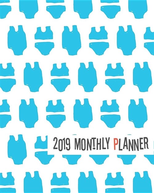 2019 Monthly Planner: Cute Blue Yearly Monthly Weekly 12 Months 365 Days Cute Planner, Calendar Schedule, Appointment, Agenda, Meeting (Paperback)