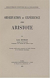 Observation Et Experience Chez Aristote (Paperback)