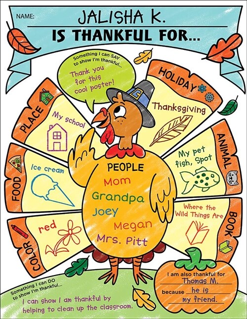 Personal Poster Set: I Am Thankful! (K-2): Write-And-Read Learning Posters Ready for Kids to Display with Pride! (Paperback)