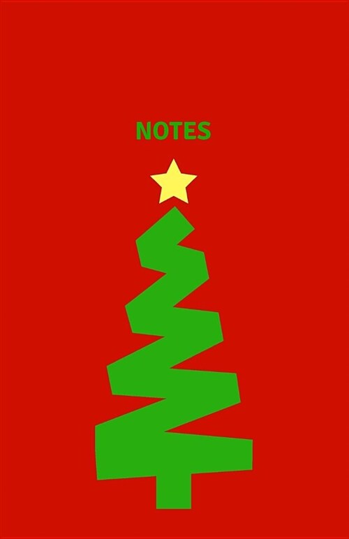 Notes: Classic Medium Lined Journal/Diary for Everyday Use Red with Green Christmas Tree (Paperback)