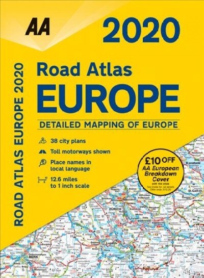 AA Road Atlas Europe 2020 (Spiral Bound, 20 New edition)