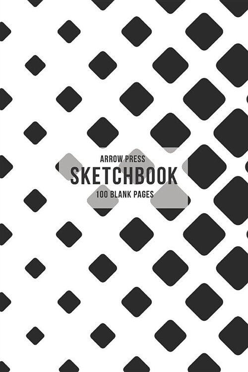 Sketchbook: Classic Medium Blank Notebook for Drawing Doodling and Sketching White with Black Diamonds Geometric Pattern (Paperback)