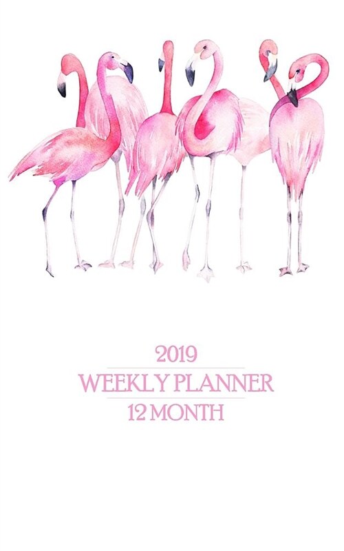 2019 Weekly Planner: Awesome Island Themed Pink Flamingo 12 Month Planner Keeps Vacation Happiness on Your Desk All Year! (Paperback)