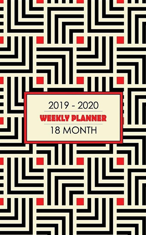 18 Month Weekly Planner 2019-2020: Gorgeous Art Deco Motif Japanese Tiles in Cream, Red and Black Look Fabulous While You Keep Your Busy Schedule Unde (Paperback)