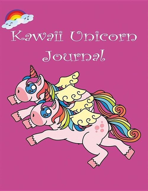 Kawaii Unicorn Journal: Cute Japanese Kawaii Notebook for Girls Travel Notebook Blank Lined Daily Gratitude Journal Large Notebook 8.5x11 120- (Paperback)