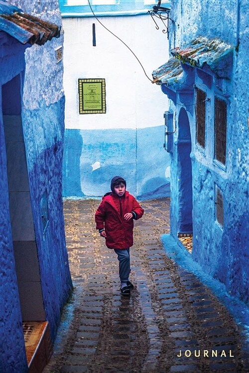 Journal: Lined Notebook Rainy Blue Chefchaouen, Morocco (Paperback)