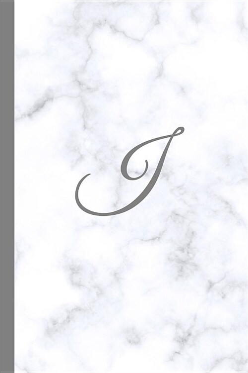 I: Letter I Monogram Marble Journal with White & Grey Marble Notebook Cover, Stylish Gray Personal Name Initial, 6x9 Inch (Paperback)