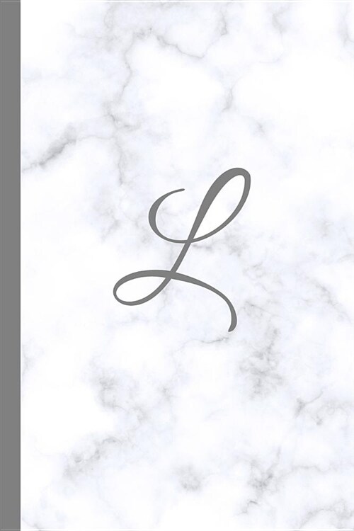 L: Letter L Monogram Marble Journal with White & Grey Marble Notebook Cover, Stylish Gray Personal Name Initial, 6x9 Inch (Paperback)