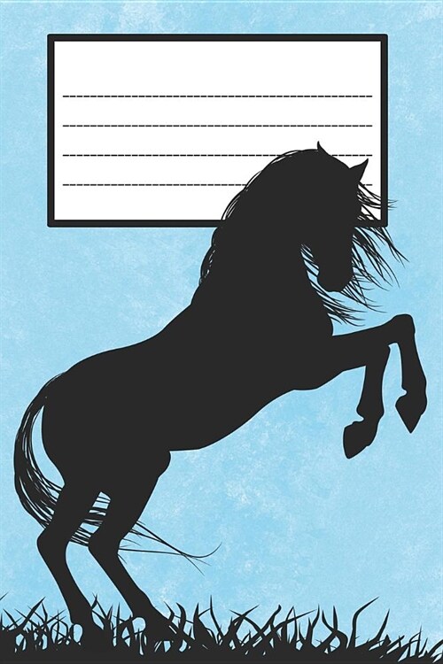 Composition Book: College Ruled Notebook Composition Book Diary Horse Rearing Blue Cover (Paperback)