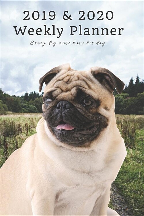 2019 & 2020 Weekly Planner Every Dog Must Have His Day.: Cute Pug in Nature: Two Year Agenda Datebook: Plan Goals to Gain & Work to Maintain Daily & M (Paperback)