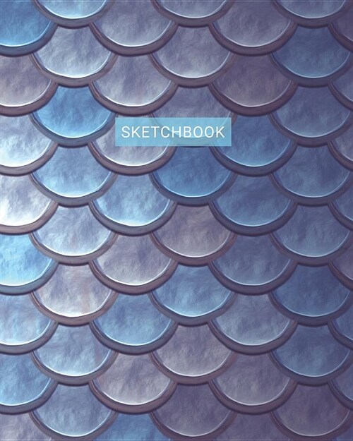 Sketchbook: Classic Large Blank Notebook for Drawing Doodling and Sketching Mermaid Scales Iridescent Purple and Blue (Paperback)