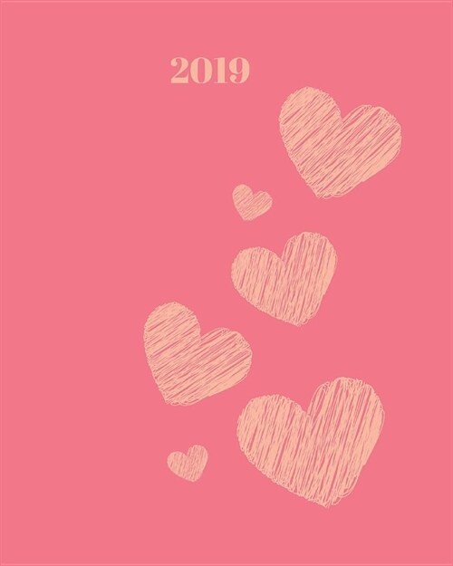 2019: Heart Year Planner in Living Coral Color of the Year (Paperback)