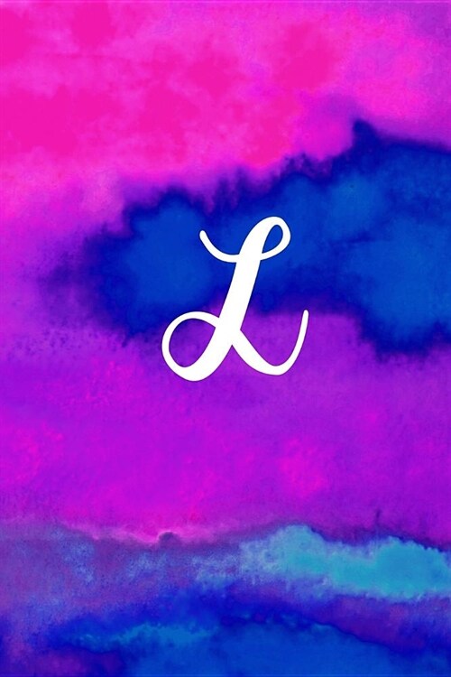 L: Letter L Monogram, Pink Purple & Blue Watercolor Writing Notebook with Personal Name L Initial Journal Cover, 6x9 Inch (Paperback)