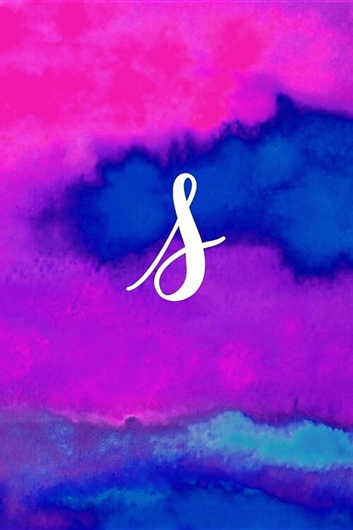 S: Letter S Monogram, Pink Purple & Blue Watercolor Writing Notebook with Personal Name S Initial Journal Cover, 6x9 Inch (Paperback)