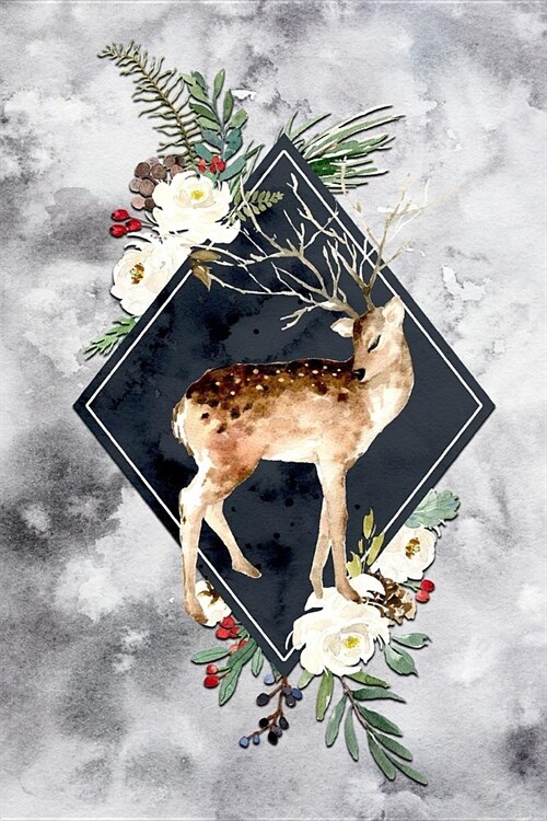 Journal for Animal Lovers: Floral Frame Watercolor Deer Journal - Blank Lined 6 X 9 Notebook Diary 120 Pages (Paperback)