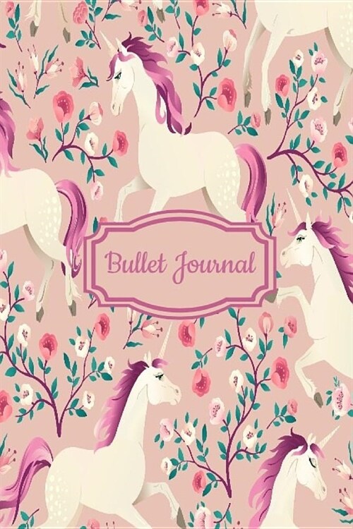 Bullet Journal: Pastel Pink Unicorns Dot Grid Journal (Paperback)